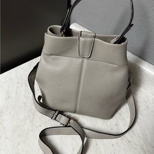 Elegant Gray Leather Tote Bag
